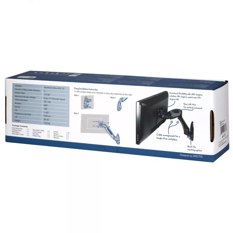 Arctic W1-3D Mount for LCD Display - Aluminium Alloy - Screen Size up to 109.2 / 124 cm