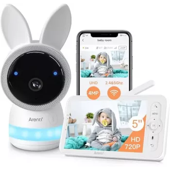 ARENTI AINanny A4 Kit Plus – 2K QHD Video Baby Monitor with 5-inch HD Screen, Wi-Fi, Night Vision and Two-Way Audio