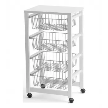 ARIT-515-WH Kitchen Cart with Stainless Steel Top, White