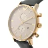ARMANI AR0386 Men's Classic Quartz Analog Watch 40mm Silver Dial Brown Leather Strap