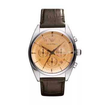 Armani AR0395 Men's Quartz Chronograph Watch 43mm Black Leather Strap