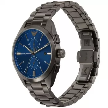 ARMANI AR11481 Men's Luigi Chronograph Quartz Watch 43mm Black Dial Black Leather Strap