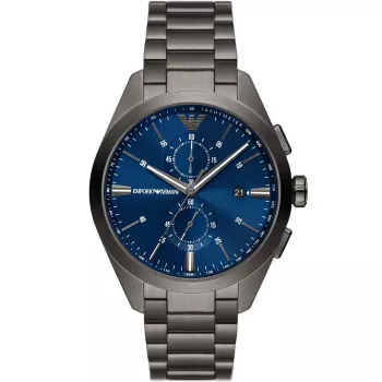 ARMANI AR11481 Men's Luigi Chronograph Quartz Watch 43mm Black Dial Black Leather Strap