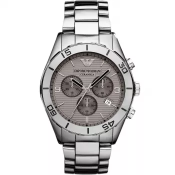 ARMANI AR1462 Men's Ceramic Watch 43mm Black Dial Chronograph
