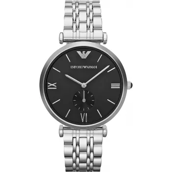 ARMANI AR1676 Men's Analog Quartz Watch 40mm Black Dial Leather Strap
