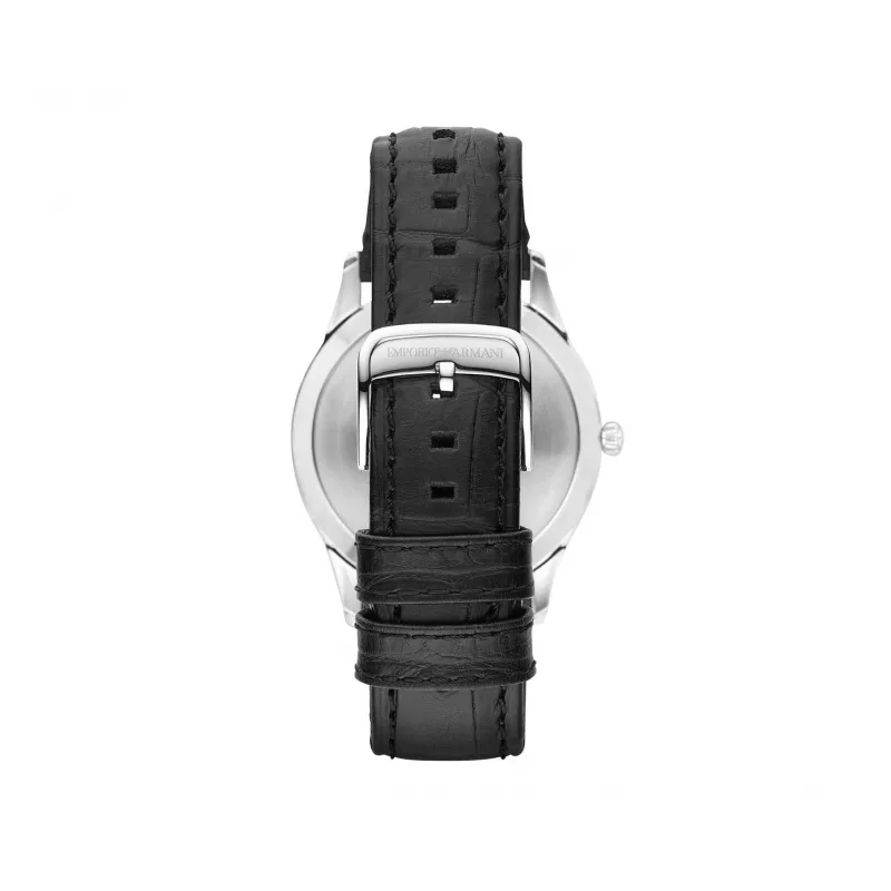 ARMANI AR1865 Men's Quartz Chronograph Watch 43mm Black Dial Leather Strap
