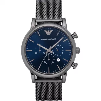 ARMANI AR1979 Men's Quartz Chronograph Watch 46mm Black Dial Leather Strap