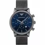 ARMANI AR1979 Men's Quartz Chronograph Watch 46mm Black Dial Leather Strap