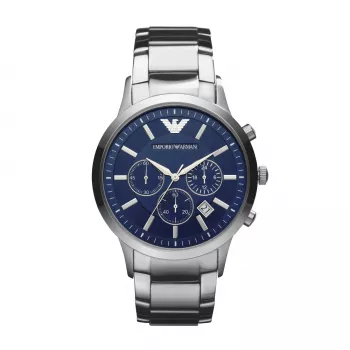 ARMANI AR2448 Men's Quartz Chronograph Watch 43mm Stainless Steel Blue Dial
