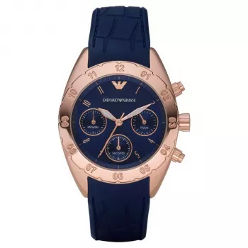 ARMANI AR5939 Women's Rose Gold Tone Stainless Steel Chronograph Watch 35mm