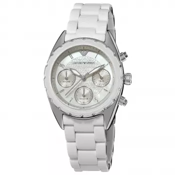 ARMANI AR5941 Women's Rose Gold Tone Stainless Steel Chronograph Watch 35mm