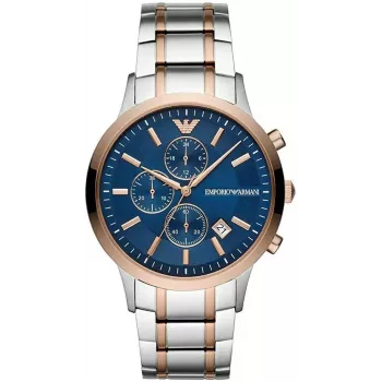 ARMANI AR80025 Men's Quartz Chronograph Watch 43mm Stainless Steel Blue Dial