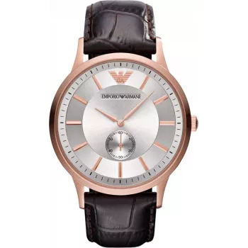 Armani AR9101L Men's Quartz Analog Watch 33mm Black Dial Leather Strap