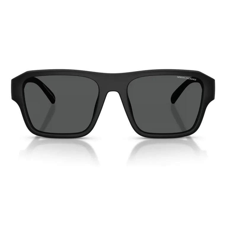 Armani Exchange AX4154SU83737 Men's Rectangular Sunglasses - Black Propionate Frame, Grey Polycarbonate Lenses, UV400 Protection