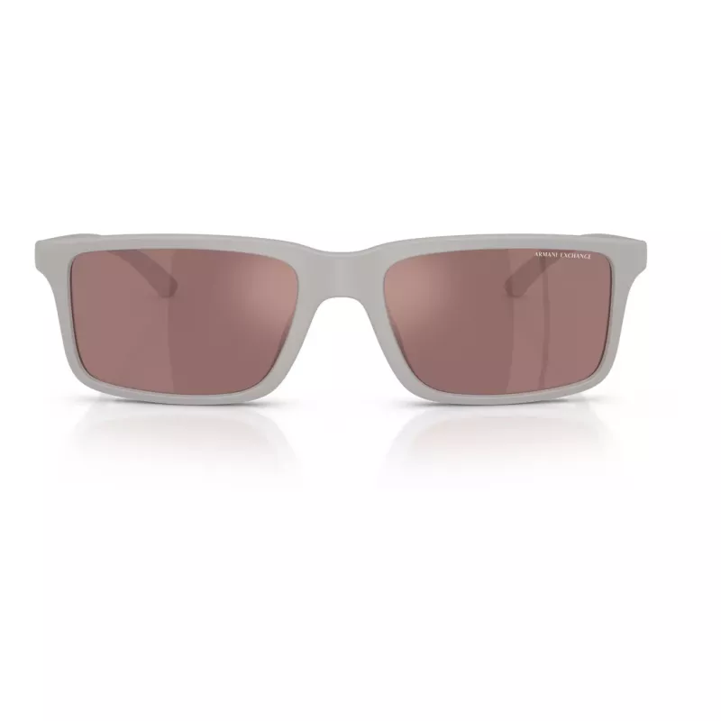 Armani Exchange AX4157SU83786 Men's Rectangular Sunglasses - Matte Black Frame Grey Lens