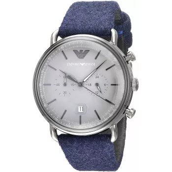 ARMANI Men's AR11144 Chronograph Stainless Steel Watch 43mm Blue Dial
