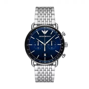 ARMANI Men's AR11238 Stainless Steel Chronograph Watch with Blue Dial, 43mm