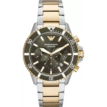 Armani Men's AR11361 Watch 42mm Stainless Steel Mesh Black Dial Chronograph