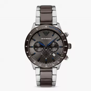Armani Men's Luigi Chronograph Black Dial Leather Strap Watch AR11391 (43mm)