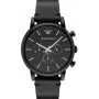 Armani Renato Men's Chronograph Watch AR1918 46mm Black Dial Leather Strap