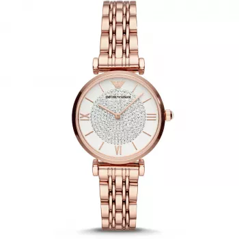 ARMANI Women's AR11244 Gianni T-Bar Quartz Analog Watch 32mm Rose Gold-tone Stainless Steel