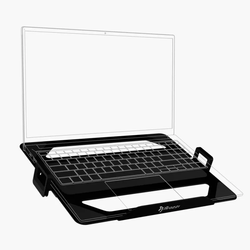 Arozzi Alzare AZ-ALZARE-LH-BK Adjustable Laptop Holder, Aluminium Black, 50-300 mm Height, Foldable, for up to 18 inch Laptops