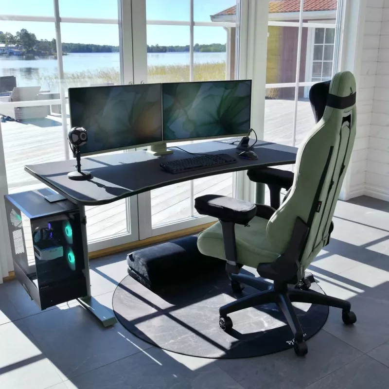 Arozzi Arena Large Gaming Desk - Forest Green, 160x82 cm, Full-Surface Microfiber Mouse Pad, Adjustable Height