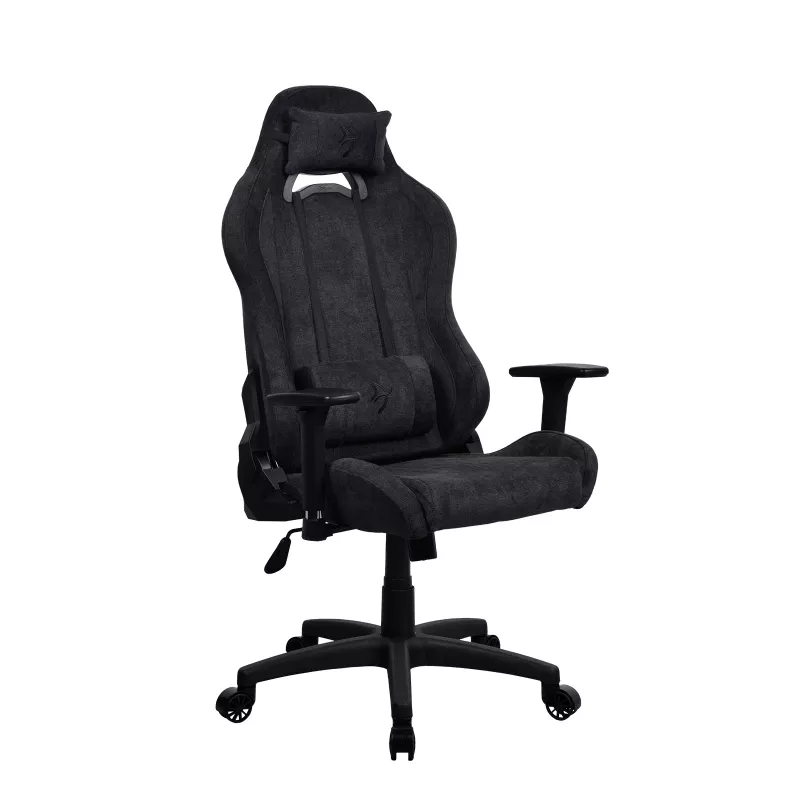 Arozzi Torretta Soft Fabric Gaming Chair – Pure Black, Metal Frame, Class 4 Gas Lift, 3D Armrests