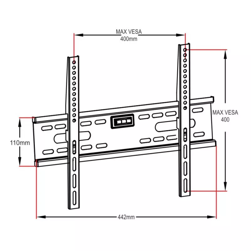 ART AR-33 Fixed Wall Mount for 26-60 Inch LCD/LED TVs, 45 kg, VESA 400x400, Slim 24 mm Profile, Black
