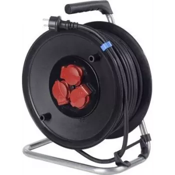 AS Schwabe 10135 Cable Reel 50 m Schuko Plug 4 Sockets