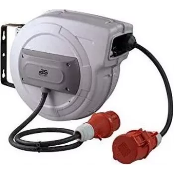 AS SCHWABE 15m 400V 16A 5-Pole CEE Extension Cable Reel H07RN-F 5G2.5 IP44 12649