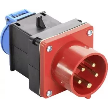 AS SCHWABE 400V 16A CEE to Schuko Adapter Cable, 5-Pole to 2-Pole, 0.3m, IP44, Black 60495