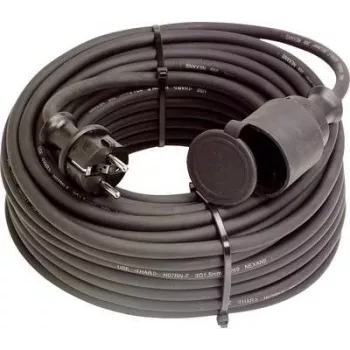 AS Schwabe 60382 Power Extension Cable 5m Black H05VV-F 3G1.5 Schuko 16A 3500W VDE