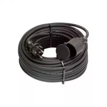 AS Schwabe 60384 25m H07RN-F Rubber Extension Cable with Schuko Plug and Socket, Black, IP44, 16A