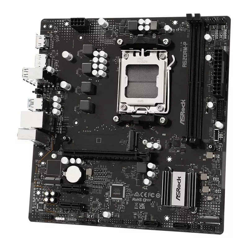 ASRock A620AM-P AMD A620 AM5 Micro ATX Motherboard (DDR5, HDMI, DisplayPort, M.2)