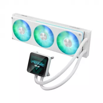 ASUS Prime LC II 360 ARGB LCD White Edition - 360mm AIO Liquid CPU Cooler with 3.5 inch LCD, 3x120mm ARGB Fans, Copper Base, for AM4/AM5/LGA1700/LGA1851
