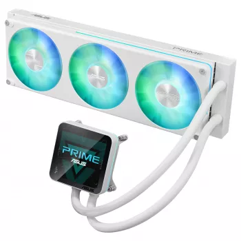 ASUS Prime LC II 360 ARGB LCD White Edition - 360mm AIO Liquid CPU Cooler with 3.5 inch LCD, 3x120mm ARGB Fans, Copper Base, for AM4/AM5/LGA1700/LGA1851