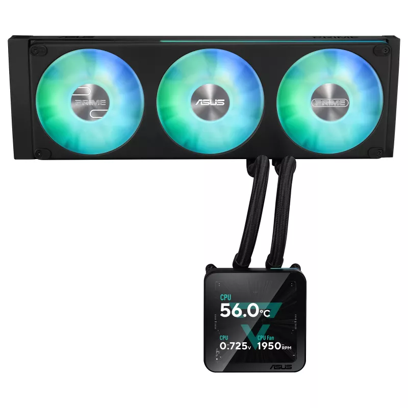ASUS Prime SLC II 360 ARGB LCD AIO Liquid CPU Cooler, 360 mm Radiator, 3 x 120 mm ARGB Fans, LGA 1851/1700/1200/115x/AM5/AM4