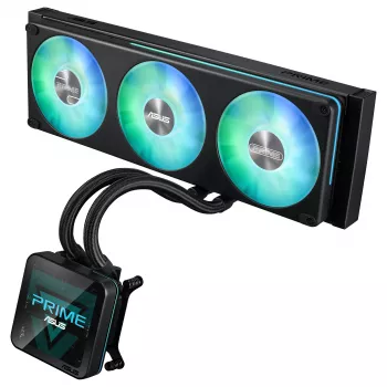 ASUS Prime SLC II 360 ARGB LCD AIO Liquid CPU Cooler, 360 mm Radiator, 3 x 120 mm ARGB Fans, LGA 1851/1700/1200/115x/AM5/AM4