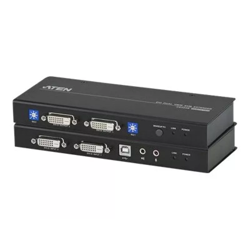ATEN CE604-AT-G KVM Extender - 2x DVI, Audio, USB, RS-232, 60m