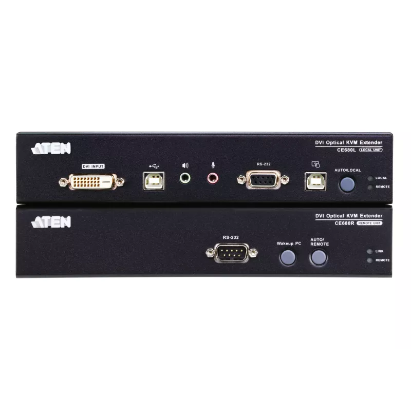ATEN CE680 KVM Audio USB Serial Extender over Fiber Optic, DVI Dual Link, 600 m, 1310/1550 nm