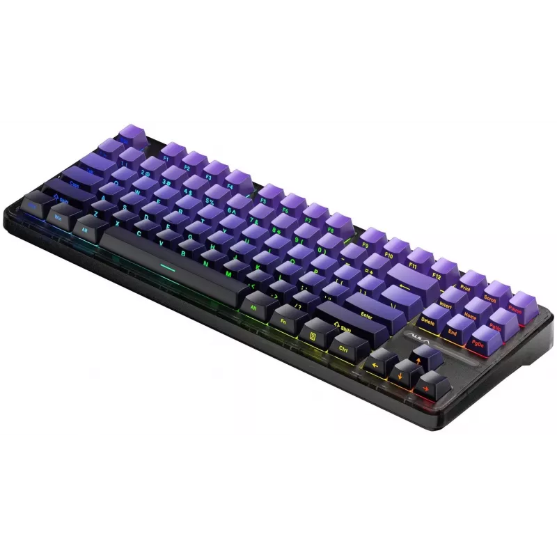 AULA Gasket F87 Pro Keyboard Black Purple GrayWoodV4 RGB