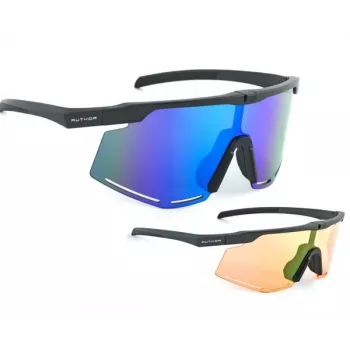 Author Sunglasses ZX8 Orange 65 & BlueRevo 13 - Matte Grey, Blue Revo Mirrored Lenses, UV400