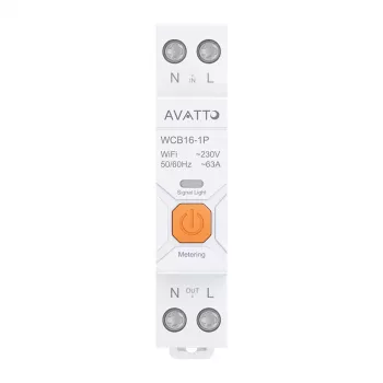 AVATTO WCB16 Smart WiFi Circuit Breaker 1P 16A 230V DIN Rail Energy Monitoring