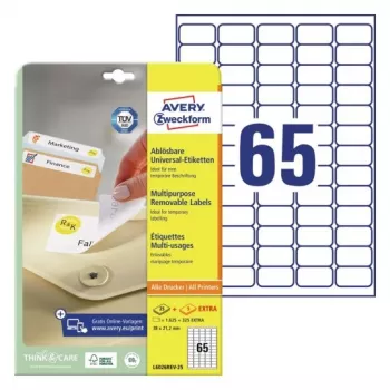 AVERY Zweckform ProNature Removable Multipurpose Labels 38.1 x 21.2 mm White - 1750 Labels (L6026REV-25)