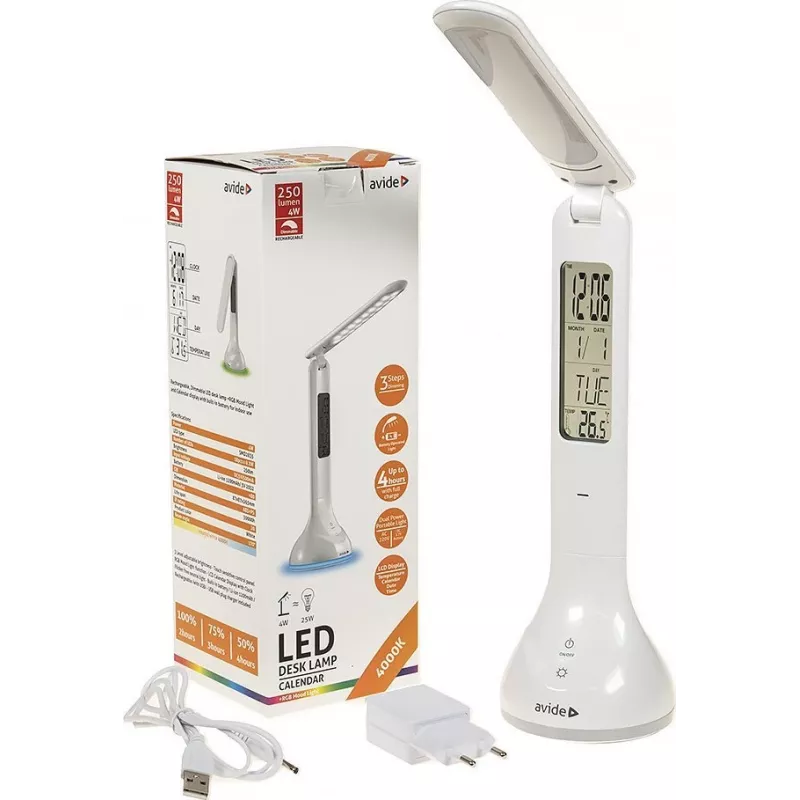 Avide LED Desk Lamp RGB Calendar White 4W 250lm