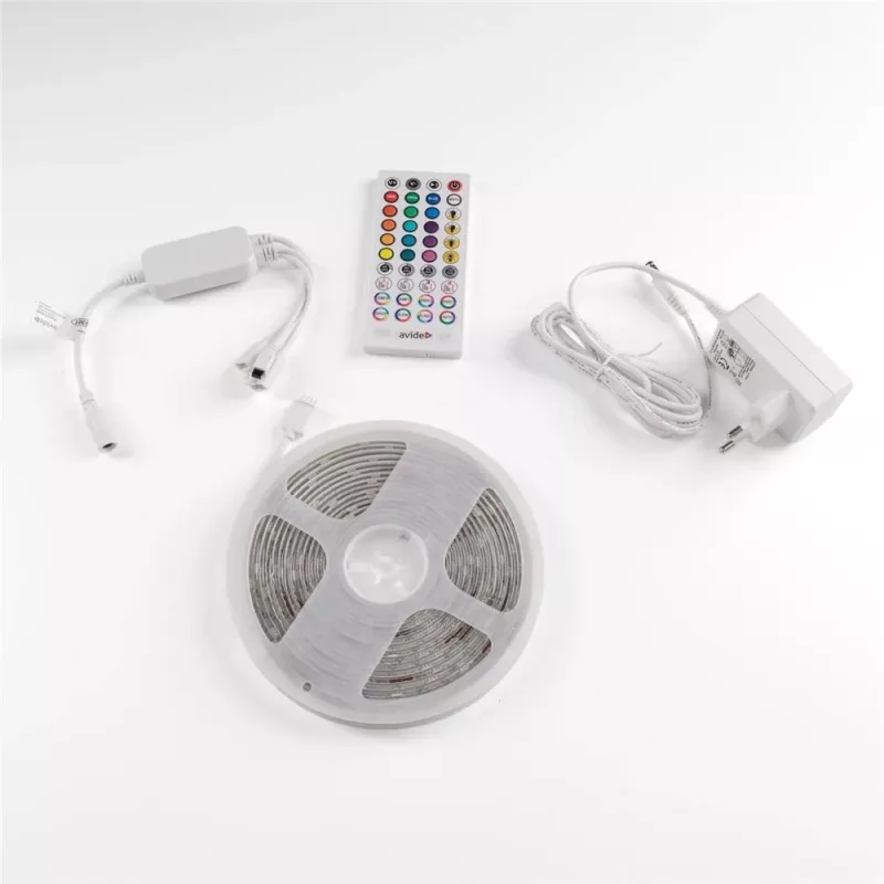 Avide LED Strip Blister 12V 16W RGB 5m with IR Remote Control