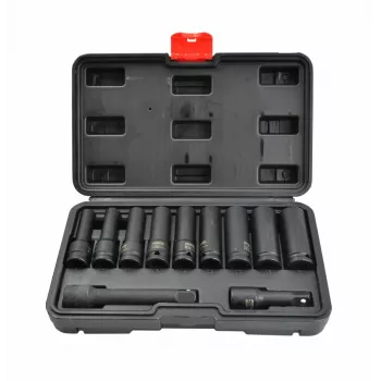 AWTOOLS 1/2 Inch Drive Deep Impact Socket Set 11-Piece 8-21 mm Black Line