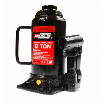 AWTOOLS 12 Ton Hydraulic Bottle Jack, 217-405 mm Lifting Range, Heavy-Duty Steel, Red/Black