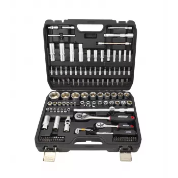AWTOOLS 144-Piece Socket Wrench Set 1/2 inch & 1/4 inch Drive Black Line